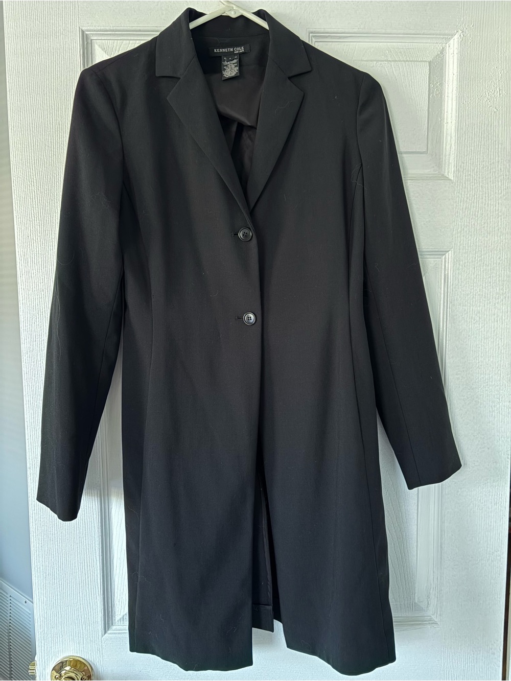 Kenneth Cole New York Black Wool Blend Blazer Longline Jacket Size 2